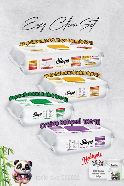 Sleepy  Arap Sabun, Orkide, Beyaz Sabun ve 4 XL 50'li Arap Sabun Mop Yüzey Temizlik Havlusu Hediye Rosie ürün görseli 1