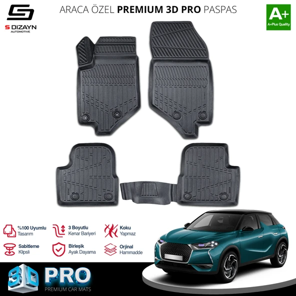 S-Dizayn DS DS3 Crossback 3D Pro Havuzlu Paspas 2018 Üzeri A+ Kalite ürün görseli 1