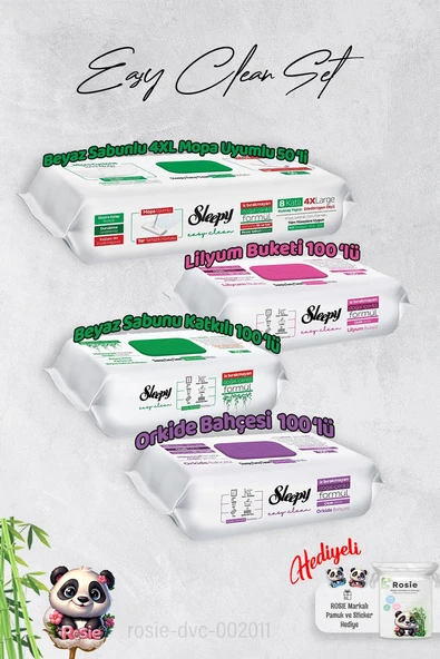 Sleepy Beyaz Sabun, Orkide,Lilyum ve 4 XL 50'li Beyaz Sabunlu Mop Yüzey Temizlik Havlusu Hediye Rosie ürün görseli 1