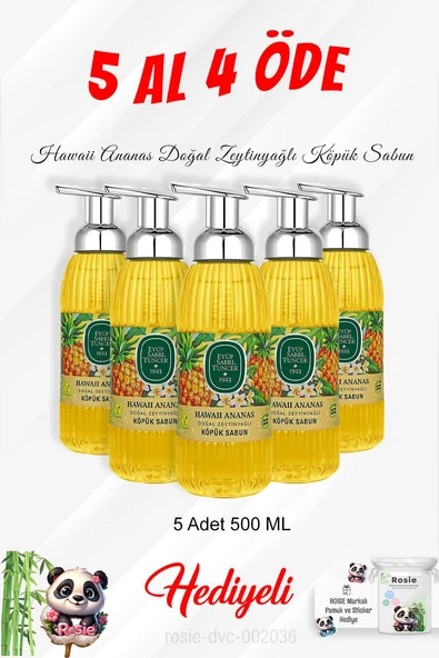 Hawaii Ananas Zeytinyağlı Köpük Sabun 500 ML 5 Al 4 Öde ve Rosie Pamuk ürün görseli 1