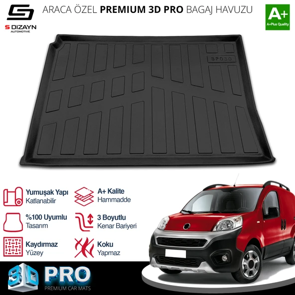 S-Dizayn Fiat Fiorino 3D Pro Bagaj Havuzu 2008-2016 A+ Kalite ürün görseli 1