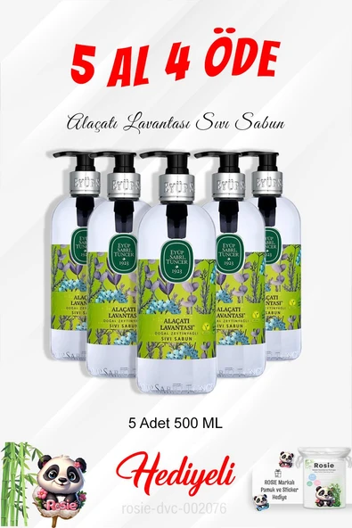 Sıvı Sabun 500 ML Alaçatı Lavantası 5 Al 4 Öde ve Rosie Pamuk ürün görseli 1