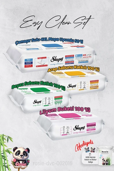 Sleepy  Arap Sabun, Lilyum, Beyaz Sabun ve 4 XL 50'li Çamaşır Sulu Mop Yüzey Temizlik Havlusu Hediye Rosie ürün görseli 1