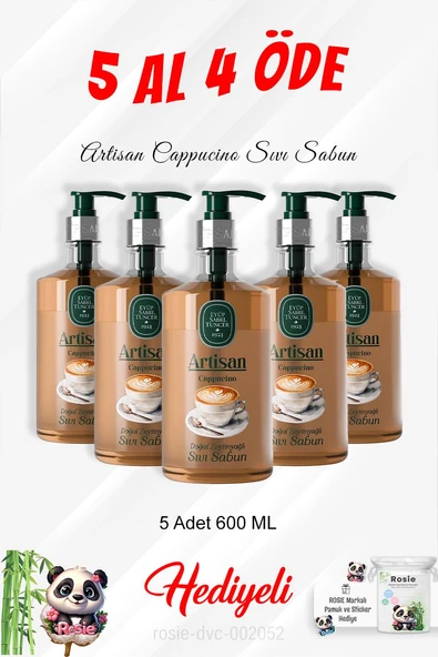 Artisan Cappucino Sıvı Sabun 600 ML 5 Al 4 Öde ve Rosie Pamuk ürün görseli 1