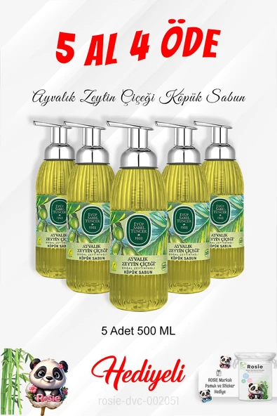 Köpük Sabun 500 ML Ayvalık Zeytin Çiçeği 5 Al 4 Öde ve Rosie Pamuk ürün görseli 1