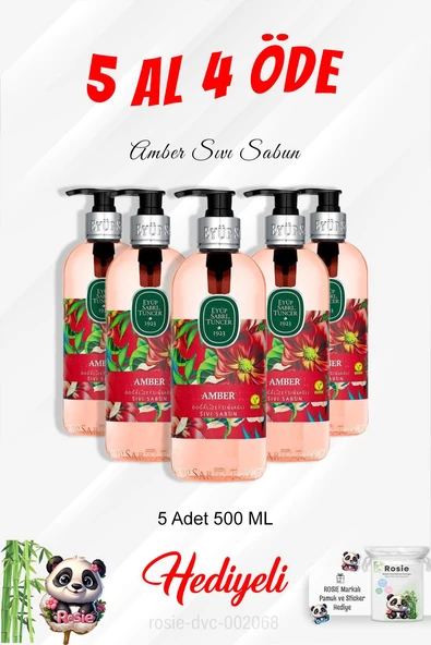 Amber Sıvı Sabun 500 ML 5 Al 4 Öde ve Rosie Pamuk ürün görseli 1
