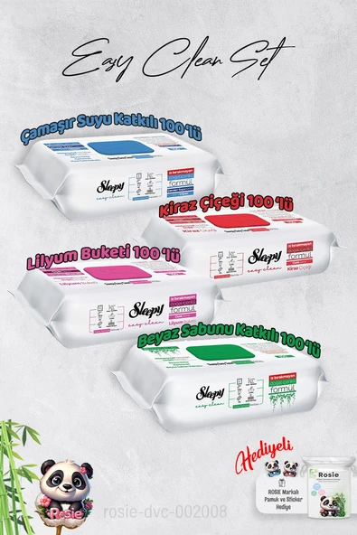 Sleepy  Çamaşır Suyu, Kiraz Çiçeği, Beyaz Sabun ve Lilyum Yüzey Temizlik Havlusu ve Hediye Rosie ürün görseli 1
