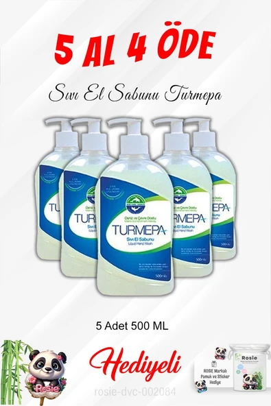 Turmepa 500 ML Sıvı Sabun 5 Al 4 Öde ve Rosie Pamuk ürün görseli 1