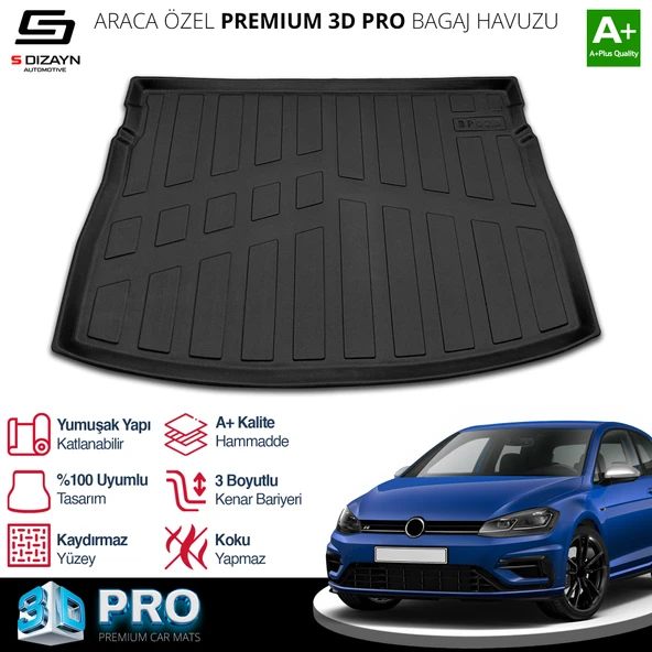 S-Dizayn VW Golf 7 3D Pro Bagaj Havuzu Üst Bagaj 2012-2020 A+ Kalite ürün görseli 1