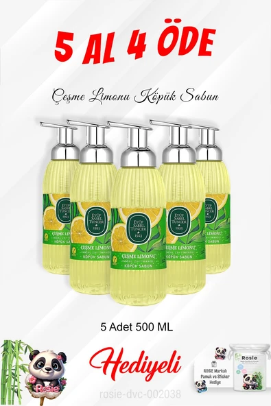 Köpük Sabun Çeşme Limonu 500 ML 5 Al 4 Öde ve Rosie Pamuk ürün görseli 1