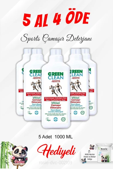 5 Al 4 Öde Gren Clean Sports Çamaşır Deterjanı 1000 ML ve Rosie Pamuk ürün görseli 1
