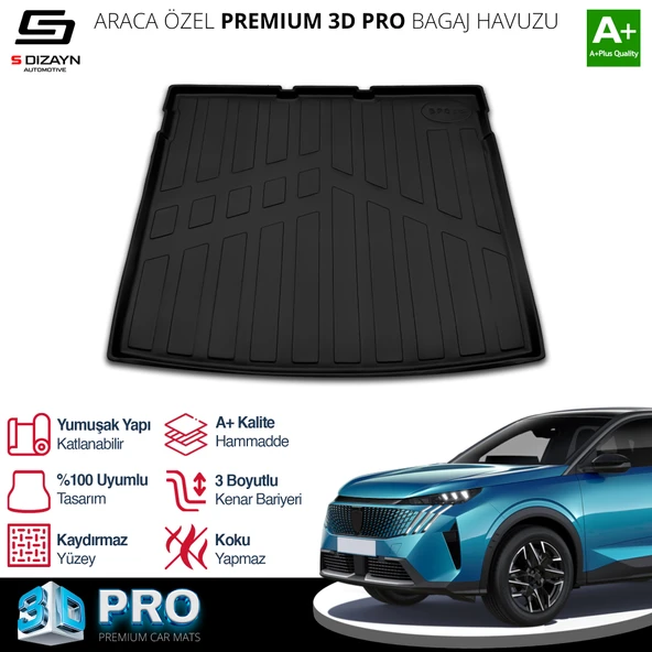 S-Dizayn Peugeot 3008 Hybrid 3D Pro Bagaj Havuzu 2024 Üzeri A+ Kalite ürün görseli 1