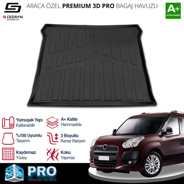 S-Dizayn Fiat Doblo Geniş Aile 3D Pro Bagaj Havuzu 2010-2022 A+ Kalite ürün görseli 1