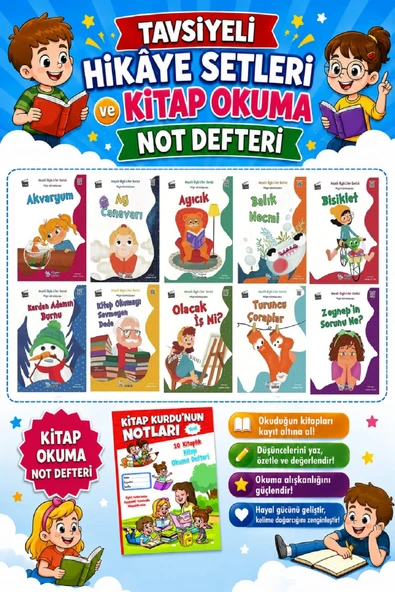 1.Sınıf Neşeli Öyküler Serisi (10 Kitap)+Kitap Okuma Not Defteri ürün görseli 1