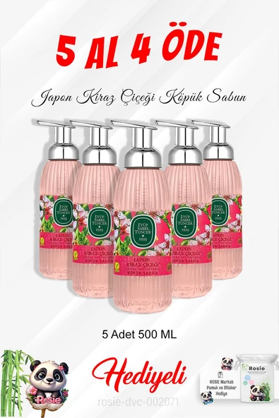 Japon Kiraz Çiçeği Köpük Sabun 500 ML 5 Al 4 Öde ve Rosie Pamuk ürün görseli 1