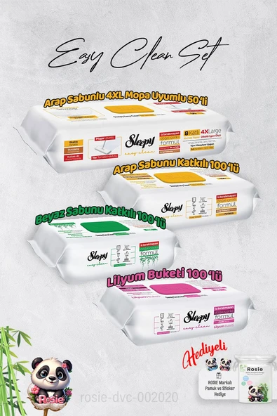 Sleepy  Arap Sabun, Lilyum, Beyaz Sabun ve 4 XL 50'li Arap Sabun Mop Yüzey Temizlik Havlusu Hediye Rosie ürün görseli 1
