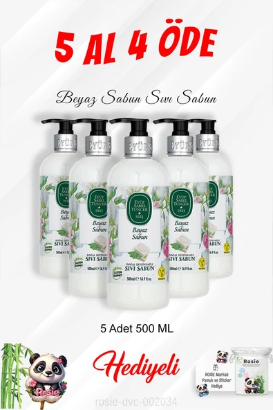 Beyaz Sabun Sıvı Sabun 500 ML 5 Al 4 Öde ve Rosie Pamuk ürün görseli 1