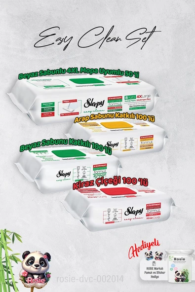 Sleepy  Arap Sabun, Kiraz, Beyaz Sabun ve 4 XL 50'li Beyaz Sabunlu Mop Yüzey Temizlik Havlusu Hediye Rosie ürün görseli 1