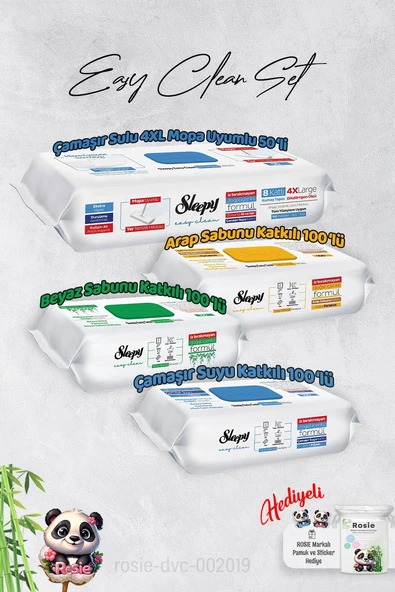Sleepy  Arap Sabun, Çamaşır Suyu, Beyaz Sabun ve 4 XL 50'li Çamaşır Suyu Mop Yüzey Temizlik Havlusu Hediye Rosie ürün görseli 1
