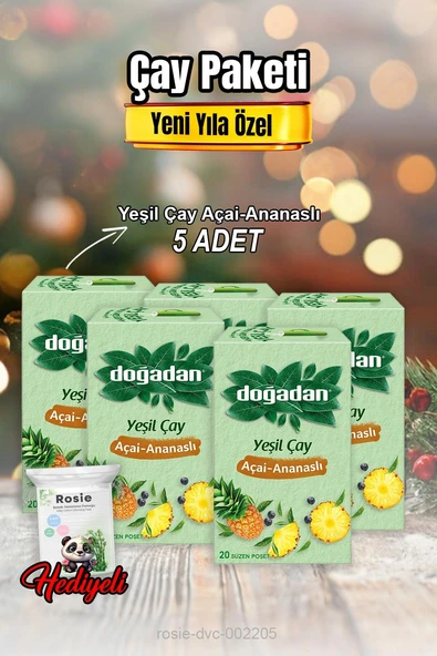 Doğadan Yeşil Çay Açai Ananaslı Poşet Çay X 5 ve Rosıe Pamuk ürün görseli 1