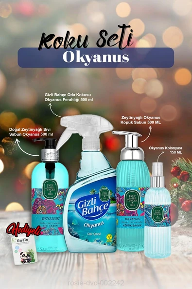 Kolonya 150ml, Sıvı ve Köpük Sabun 500ml, Oda kokusu 500ml Okyanus ve Rosie Pamuk ürün görseli 1