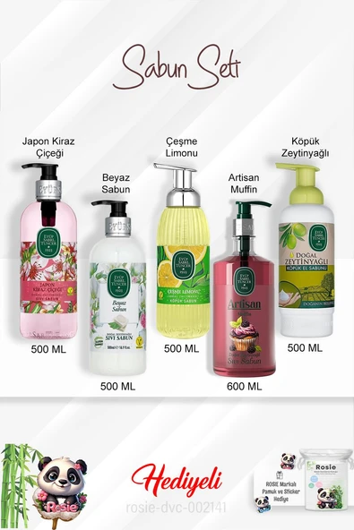 Sabun Paket Artisan Muffin, Çeşme Limonu, Beyaz Sabun, Japon Kiraz Çiçeği, Zeytinyağlı ve Rosie ürün görseli 1