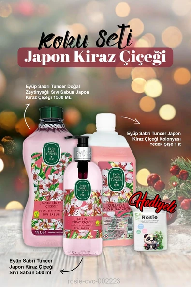 Japon Kiraz Çiçeği Eyüp Sabri Sıvı Sabun 500ml ve 1500ml, Kolonya 1lt ve Rosie Pamuk ürün görseli 1