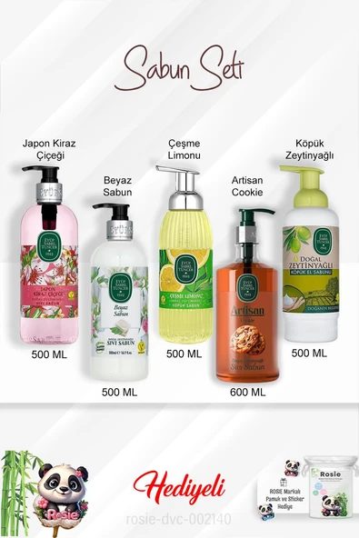 Sabun Paket Artisan Cookie, Çeşme Limonu, Japon Kiraz Çiçeği, Beyaz Sabun, Zeytinyağlı ve Rosie ürün görseli 1