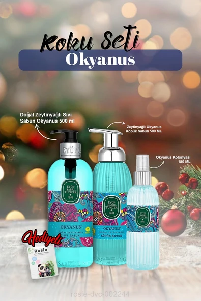 Okyanus Kolonya 150ml, Köpük ve Sıvı Sabun 500ml ve Rosie Pamuk ürün görseli 1