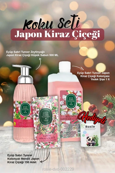 Köpük Sabun 500 ml, 1500ml Sıvı Sabun, kolonyalı mendil 150'li Japon Kiraz Çiçeği ve Rosie Pamuk ürün görseli 1