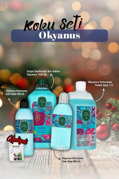 Kolonya 1lt, Sıvı Sabun 1500ml, 2'li Kolonya Okyanus 400ml ve Rosie Pamuk ürün görseli 1