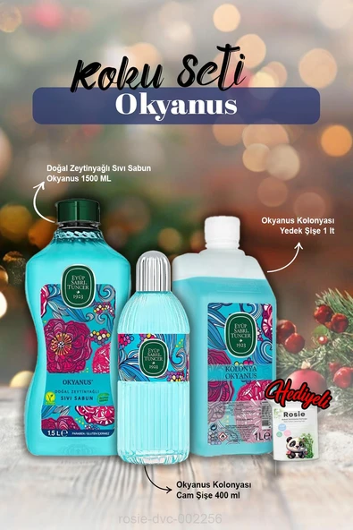 Okyanus Kolonya 1lt ve 400ml, Sıvı Sabun 1500ml ve Rosie Pamuk ürün görseli 1