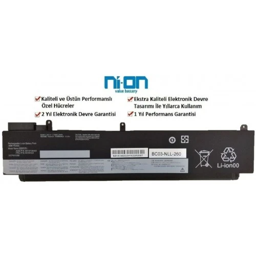 Nion Lenovo 00HW024 00HW038 SB10J79002 Notebook Batarya - Pil ürün görseli 1