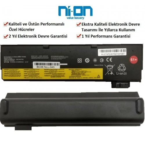 Nion Lenovo Thinkpad T470 Type 20JM 20JN Notebook Batarya - Pil ürün görseli 1