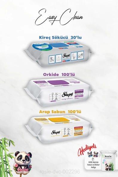 Orkide ve Arap Sabun Katkılı Sleepy 100'lü, Kireç Sökücü 30'lu Temizlik Havlusu ve Rosie Hediye ürün görseli 1