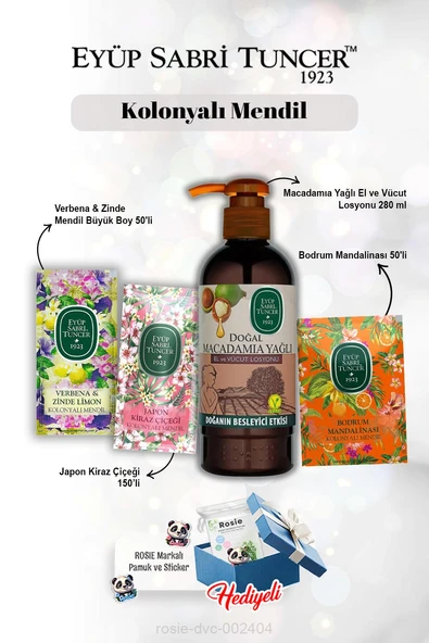 Macadamia Losyon 250 ml, 150'li Kiraz Çiçeği, Verbena 50'li, Mandalina 50'li Kiraz ve Rosie ürün görseli 1