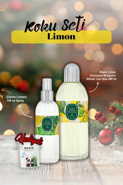 Sprey 150 ml, 80 Derece Silindir Kolonya 400 ml Çeşme Limonu ve Rosie Hediye ürün görseli 1