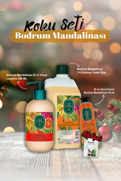 Bodrum Mandalina Krem 50 ml, Kolonya 1 lt, Losyon 280 ml ve Rosie Hediye ürün görseli 1