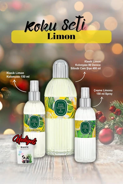 Limon Kolonyası 150 ml ve Silindir Cam 400 ml, Sprey 150 ml Rosie Hediye ürün görseli 1
