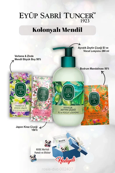 Ayvalık Zeytin Çiçeği Losyon 280ml, 150'li Kiraz Çiçeği, Verbena 50'li, Mandalina 50'li ve Rosie ürün görseli 1