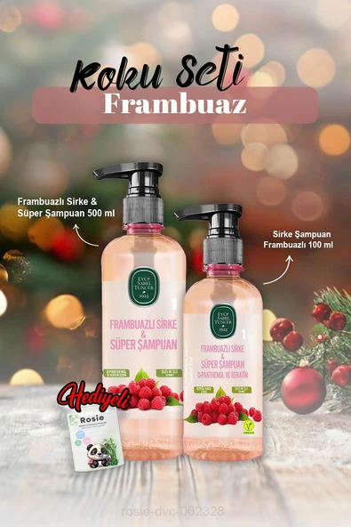 100 ml Şampuan, Frambuazlı Sirke & Şampuan 500 ml ve Rosie Hediye ürün görseli 1