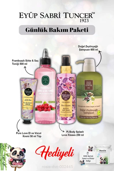 Vücut Spreyi Love Kisses ve Pure Love Krem, Zeytinyağlı Şampuan, Frambuaz Tonik ve Rosie ürün görseli 1