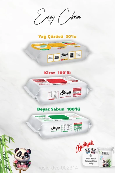 Kireç Sökücü 30'lu, Kiraz ve Beyaz Sabun Katkılı Sleepy 100'lü Temizlik Havlusu ve Rosie Hediye ürün görseli 1