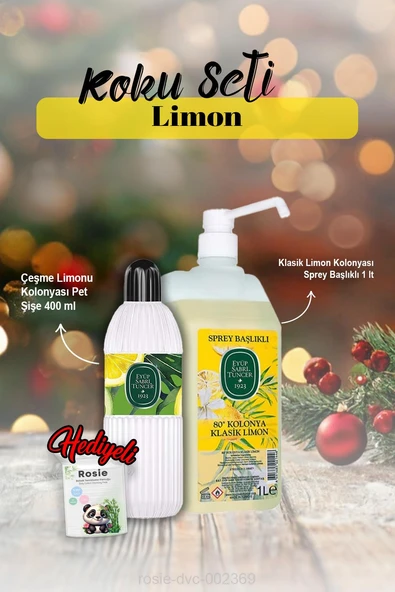 Kolonya 1 lt ve Pet Şişe 400 ml Çeşme Limonu ve Rosie Hediye ürün görseli 1