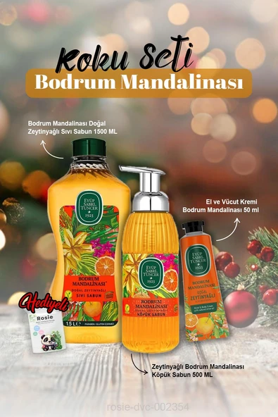 Krem 50 ml, Sıvı Sabun 1500ml, Köpük Sabun 500 ml Bodrum Mandalina ve Rosie Hediye ürün görseli 1