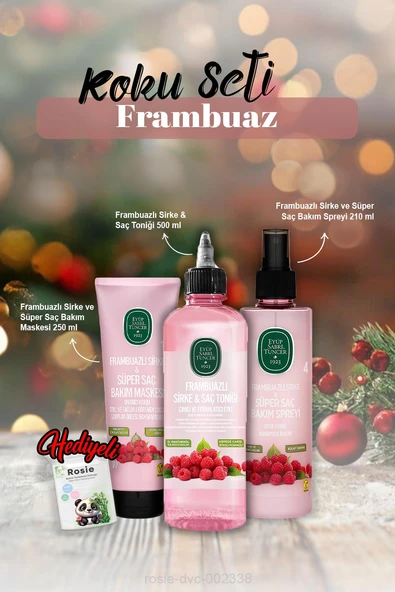 Saç Bakım Maskesi 250 ml, Tonik 500 ml, Sprey 210 ml Frambuazlı ve Rosie Hediye ürün görseli 1