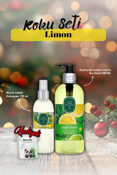Kolonya 150 ml, Sıvı Sabun 500 ml Çeşme Limonu ve Rosie Hediye ürün görseli 1