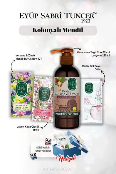 Macadamia Losyon 280 ml, Gül suyu 30'lu, Verbena & Zinde 50'li, Kiraz Çiçeği 150'li ve Rosie ürün görseli 1