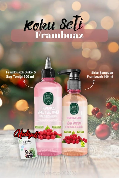 Sirke & Saç Tonik 500 ml, Şampuan Frambuazlı 100 ml ve Rosie Hediye ürün görseli 1