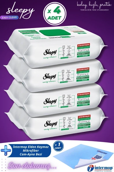 Sleepy Easy Clean Beyaz Sabun Katkılı Yüzey Temizlik Havlusu 4x100 (400 YAPRAK) ürün görseli 1